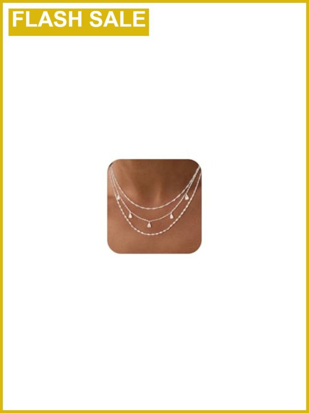 Dainty 14k Gold Plated Layered Necklace Set CZ Chain Choker Stack